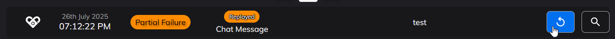 The Replay button on an event in the Activity page