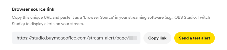 The settings page on the platform, showing the overlay URL to copy