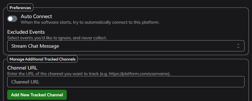 The Fansly setup window with a profile URL entered in the Channel URL field