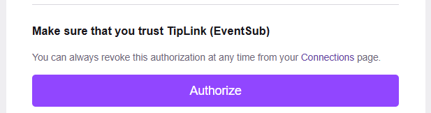 The Twitch authorisation page open in a web browser